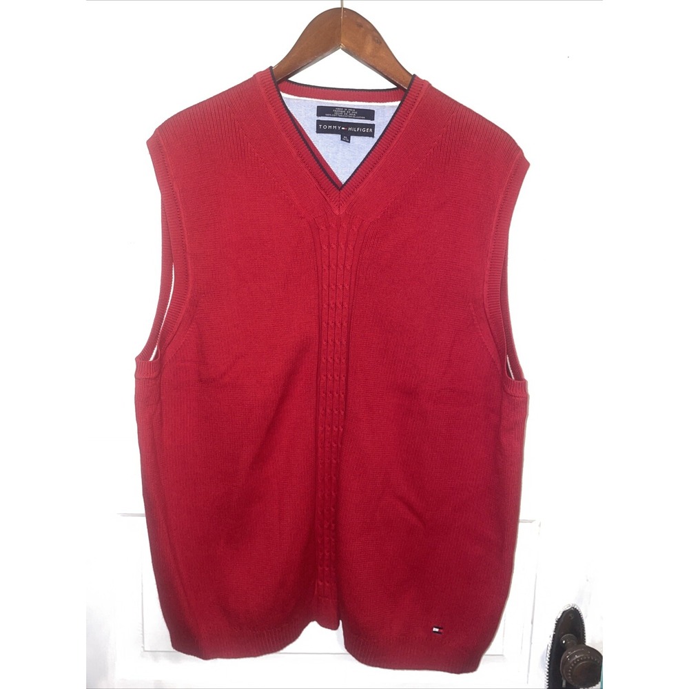 Tommy Hilfiger XL Sweater Vest Red